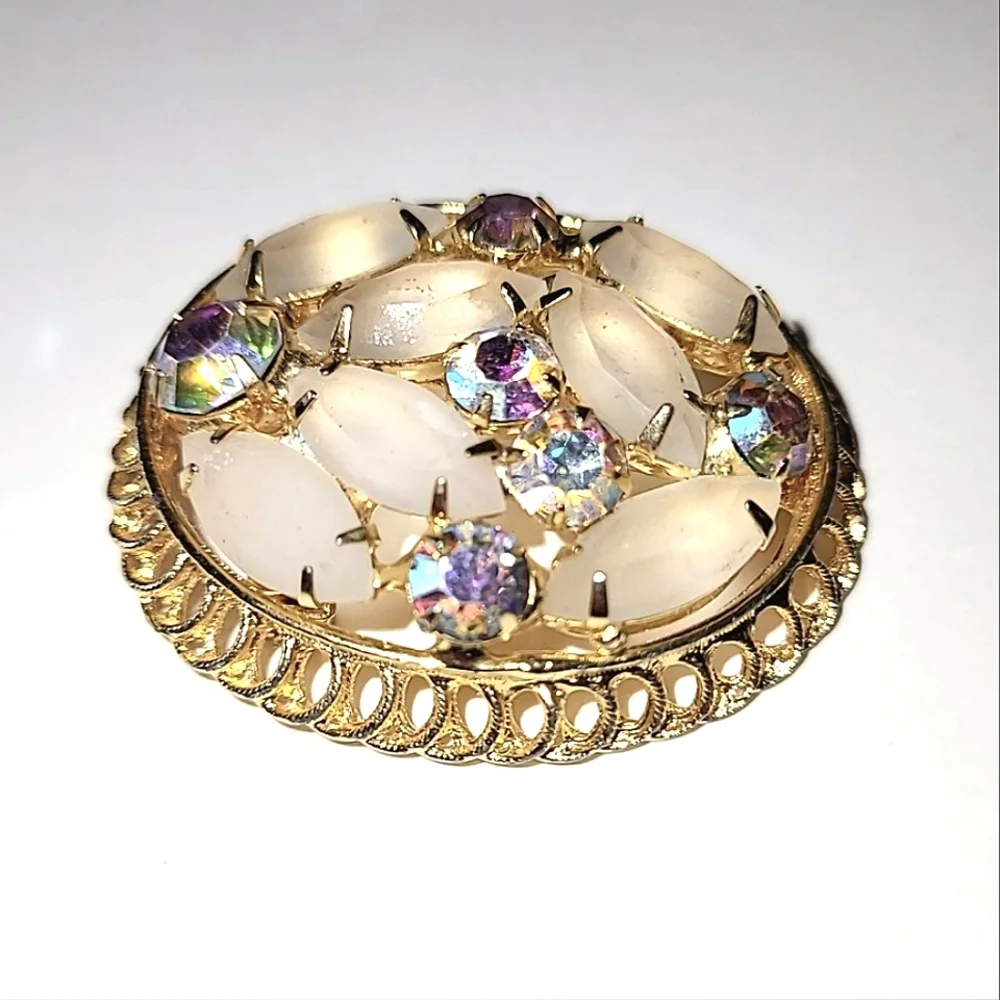 JULIANA FROSTED & AB RHINESTONE BROOCH - VINTAGE BEAUTY - Picture 6 of 7